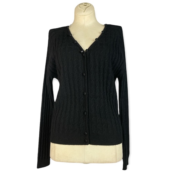 Twin-Set Sweaters | Twin-Set Simona Barbieri Black Cashmere Cable Knit Cardigan | Color: Black | Size: S | Jess1stopshop's Closet